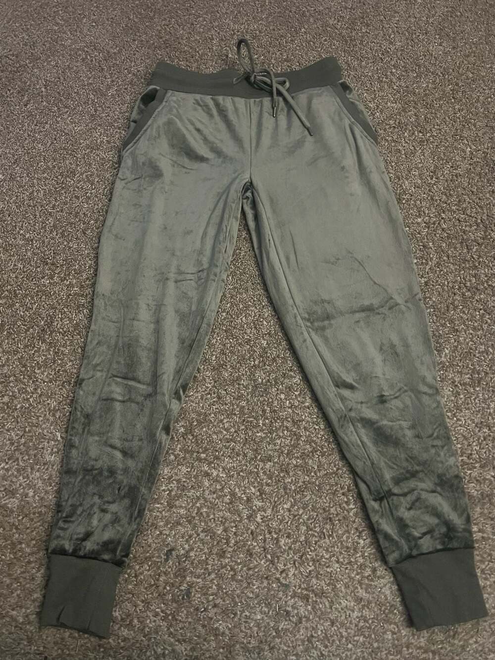 Felina Velvety Soft Jogger Pants Green Velour Size s